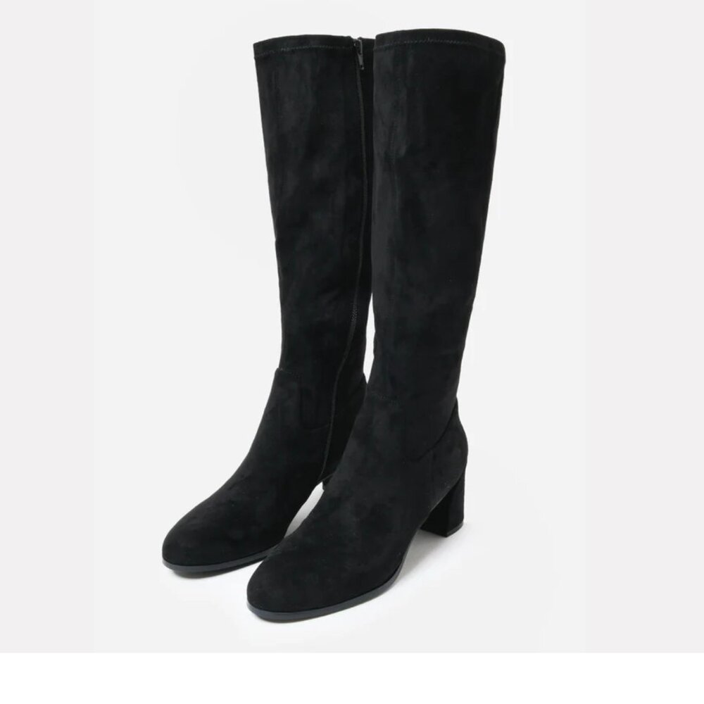 $225 VANELI Caissy Knee Boot 8.5 Black Stretch Suede